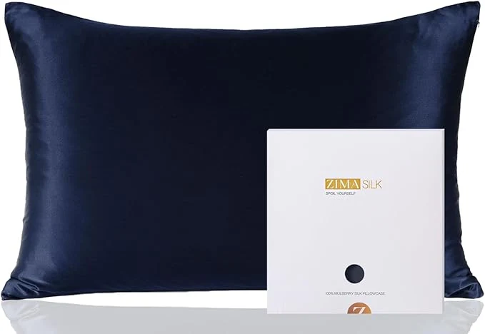 Responsible ZIMASILK Pure Mulberry Silk Pillowcase for Hair and Skin Health Soft and Smooth Both Sides Premium Grade 6A Silk 600 Thread Count with Hidden Zipper 1pc Standard 20 39 39 x26 39 39 Navy Blue Reliable