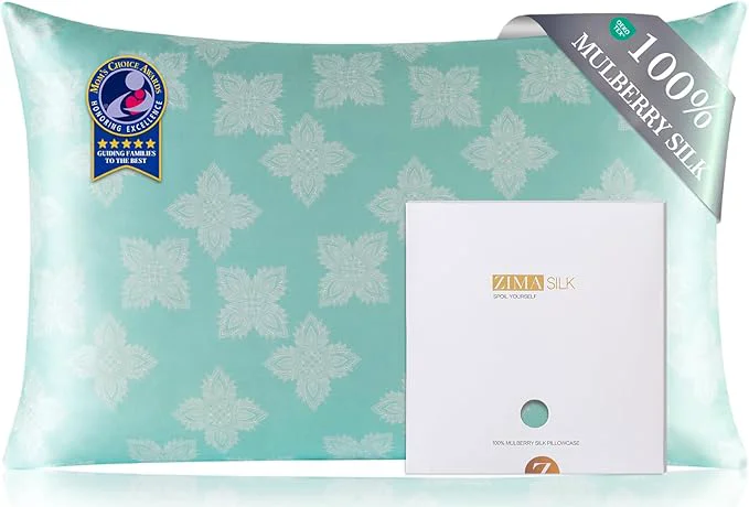 Verified ZIMASILK Pure Mulberry Silk Pillowcase for Hair and Skin Health Soft and Smooth Both Sides Premium Grade 6A Silk 600 Thread Count with Hidden Zipper 1pc Standard 20 quot x26 quot Mint Green