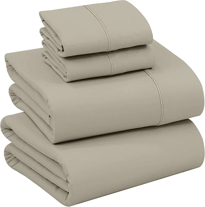 Clean RUVANTI Cotton Sheets – Full Size Percale Bedding Cooling amp Breathable Durable with a Crisp Soft amp Comfortable Feel 16 quot Deep Pocket 4-Piece Set Taupe Modern