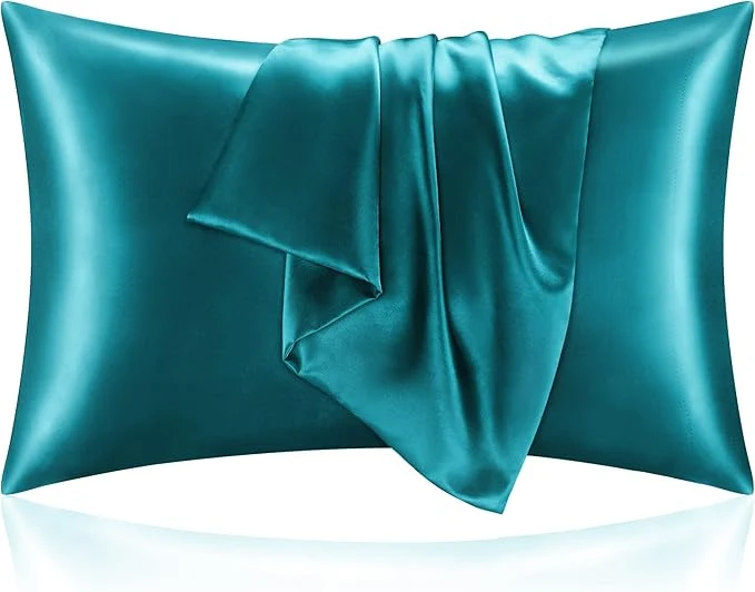 Fine BEDELITE Satin Pillowcase for Hair and Skin Super Soft and Cooling Similar to Silk Pillow Cases 2 Pack with Envelope Closure Gift for Women Men 20 quot x30 quot Queen Size Teal Long-Lasting