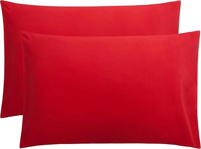 Expertly Made FLXXIE Pillow Cases Queen Soft Microfiber Pillow Covers with Envelope Closure Wrinkle Resistant Pillowcases 2 Piece Set 20×30 Red Easy-to-Use