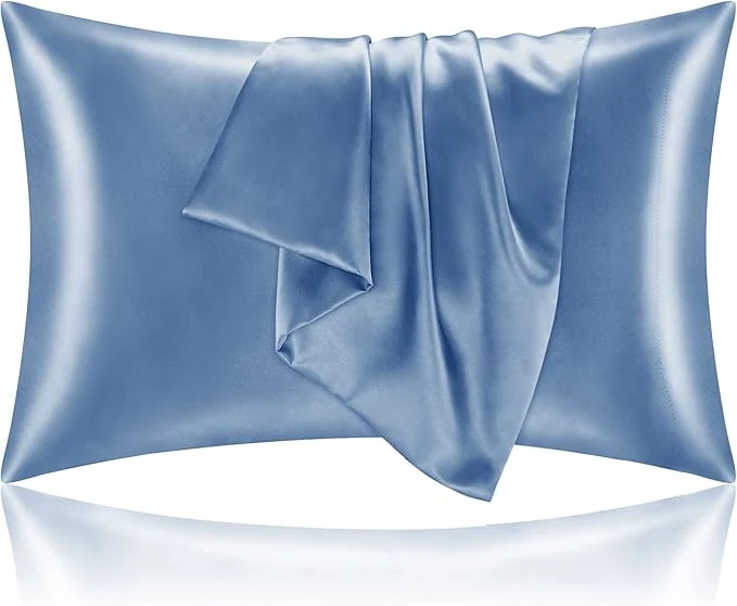 Solid BEDELITE Satin Pillowcase for Hair and Skin Super Soft and Cooling Similar to Silk Pillow Cases 2 Pack with Envelope Closure Gift for Women Men 20 quot x30 quot Queen Size Airy Blue Excellent