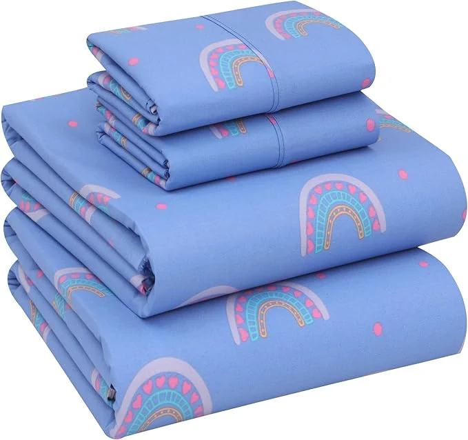 Versatile RUVANTI Cotton Sheets – Queen Size Percale Bedding Cooling amp Breathable Floral Design Durable with a Crisp Soft amp Comfortable Feel 16 quot Deep Pocket 4-Piece Set Baby Rainbow Stylish