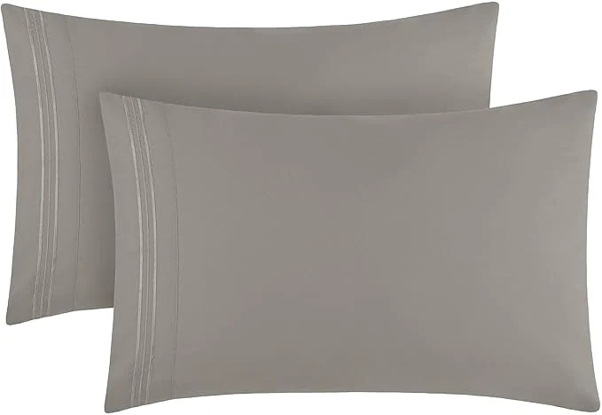 Sustainable Mellanni Pillow Cases – Luxury Extra Soft Cooling Pillow Covers – 2 PC Iconic Collection Pillowcases – Envelope Closure King 20 quot x 40 quot Taupe Elite