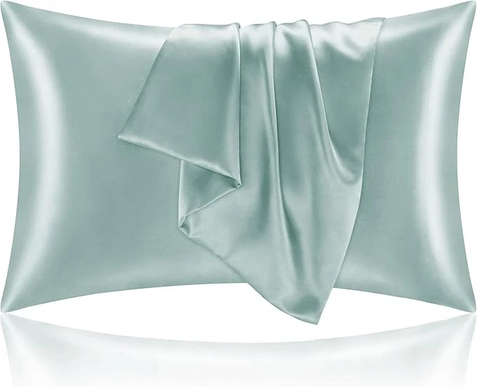 Lightweight BEDELITE Satin Pillowcase for Hair and Skin Super Soft and Cooling Similar to Silk Pillow Cases 2 Pack with Envelope Closure Gift for Women Men 20 quot x30 quot Queen Size Haze Blue Expertly Made