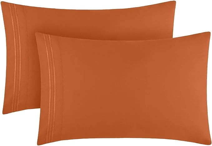 Genuine Mellanni Pillow Cases – Luxury Extra Soft Cooling Pillow Covers – 2 PC Iconic Collection Pillowcases – Envelope Closure King 20 quot x 40 quot Terracotta High-Quality