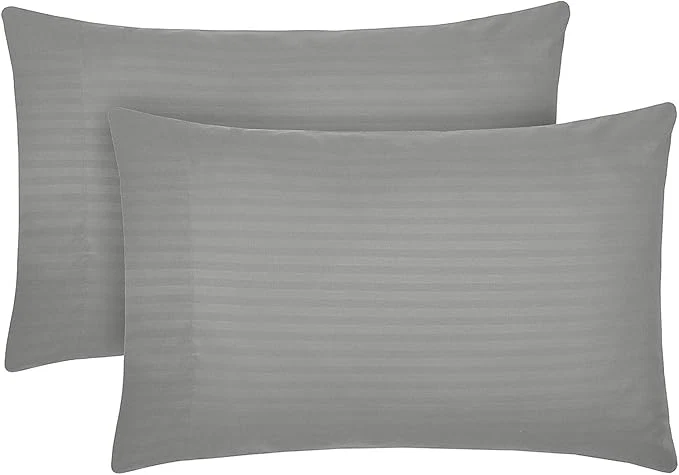 Secure Mellanni Pillow Cases – Luxury Extra Soft Cooling Pillow Covers – 2 PC Iconic Collection Pillowcases – Envelope Closure King 20 quot x 40 quot Striped Gray Silver Versatile