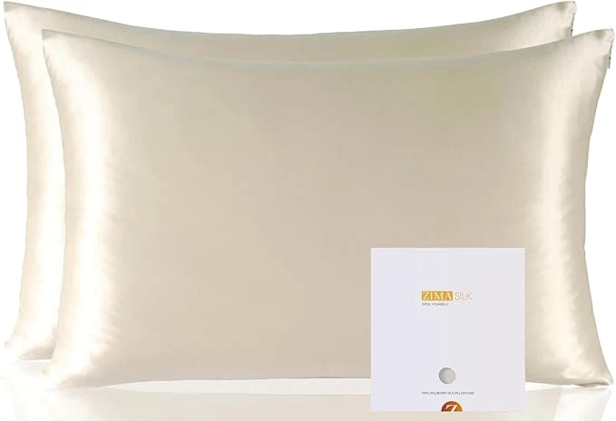 Sophisticated ZIMASILK Pure Mulberry Silk Pillowcase 2 Pack Soft and Smooth Both Sides Premium Grade 6A Silk 600 Thread Count with Hidden Zipper Queen 20 39 39 x30 39 39 Beige Proven