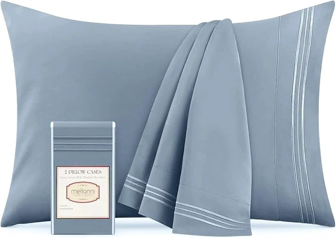 User-Friendly Mellanni Pillow Cases – Luxury Extra Soft Cooling Pillow Covers – 2 PC Iconic Collection Pillowcases – Envelope Closure Standard Queen 20 quot x 30 quot Blue Hydrangea Organic