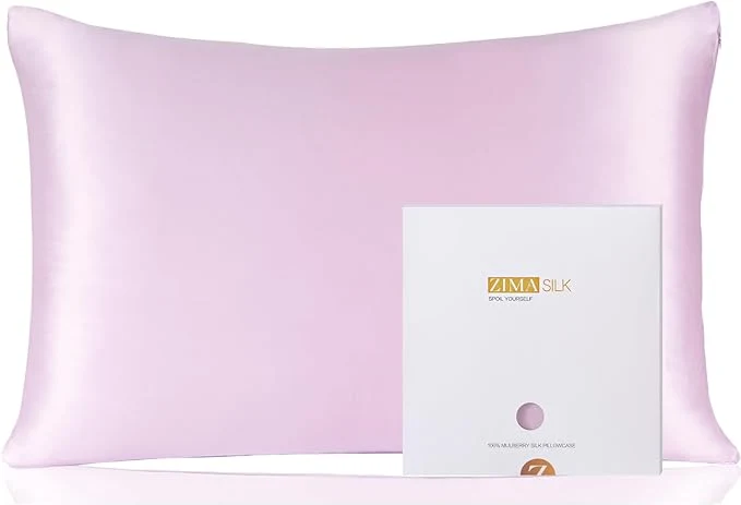 Advanced ZIMASILK Pure Mulberry Silk Pillowcase for Hair and Skin Health Soft and Smooth Both Sides Premium Grade 6A Silk 600 Thread Count with Hidden Zipper 1pc Standard 20 39 39 x26 39 39 Light Purple Expertly Made