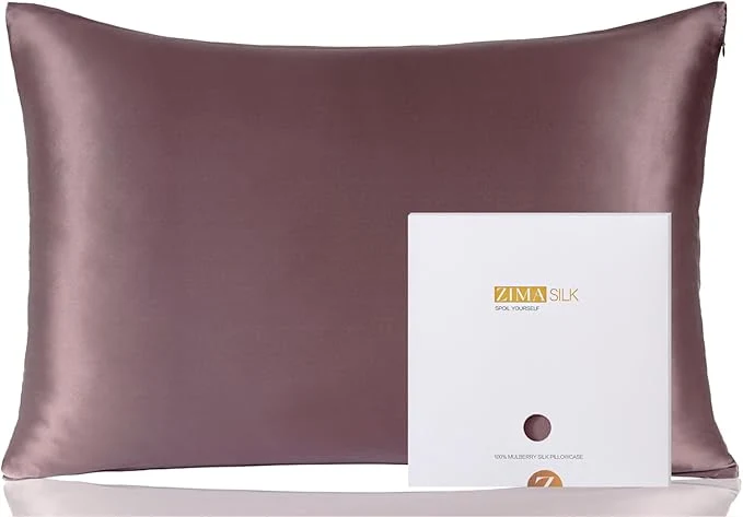 Artisan ZIMASILK Pure Mulberry Silk Pillowcase for Hair and Skin Health Soft and Smooth Both Sides Premium Grade 6A Silk 600 Thread Count with Hidden Zipper 1pc Queen 20 39 39 x30 39 39 Dark Mauve Effective