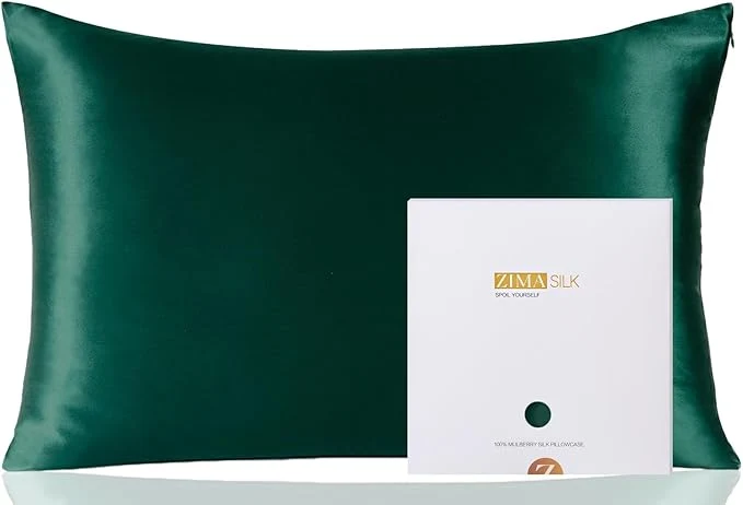 Professional ZIMASILK Pure Mulberry Silk Pillowcase for Hair and Skin Health Soft and Smooth Both Sides Premium Grade 6A Silk 600 Thread Count with Hidden Zipper 1pc King 20 39 39 x36 39 39 Blackish Green Traditional