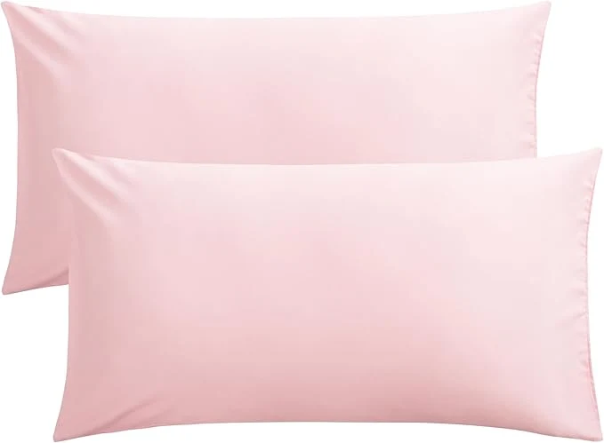 Genuine FLXXIE King Pillow Cases Set of 2 Soft Microfiber Pillow Covers with Envelope Closure Wrinkle Fade and Stain Resistant Pillowcases 20×36 Blush Pink Natural