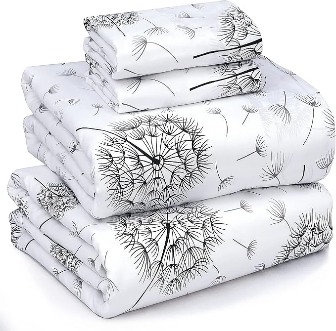 Next-Generation RUVANTI Cotton Sheets – Full Size Percale Bedding Cooling amp Breathable Floral Design Durable with a Crisp Soft amp Comfortable Feel 16 quot Deep Pocket 4-Piece Set Dandelion Verified