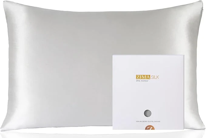 Carefully Designed ZIMASILK Pure Mulberry Silk Pillowcase for Hair and Skin Health Soft and Smooth Both Sides Premium Grade 6A Silk 600 Thread Count with Hidden Zipper 1pc Queen 20 39 39 x30 39 39 Light Grey Efficient
