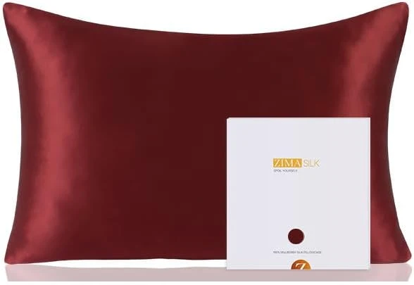 Effective ZIMASILK Pure Mulberry Silk Pillowcase for Hair and Skin Health Soft and Smooth Both Sides Premium Grade 6A Silk 600 Thread Count with Hidden Zipper 1pc Queen 20 39 39 x30 39 39 Burgundy Casual