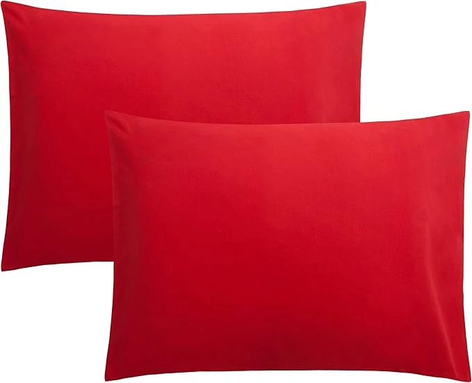 High-End FLXXIE Pillow Cases Standard Size Soft Microfiber Pillow Covers with Envelope Closure Wrinkle Stain Resistant Pillowcases 2 Piece Set 20×26 Red Premium Material