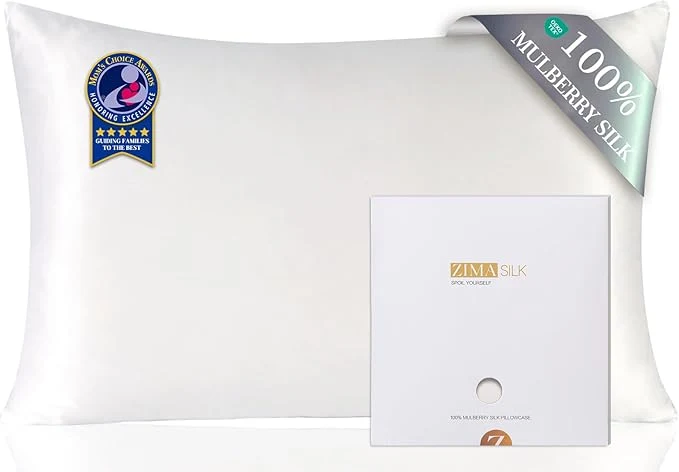 Green ZIMASILK Pure Mulberry Silk Pillowcase for Hair and Skin Health Soft and Smooth Both Sides Premium Grade 6A Silk 600 Thread Count with Hidden Zipper 1pc Queen 20 39 39 x30 39 39 White Exclusive