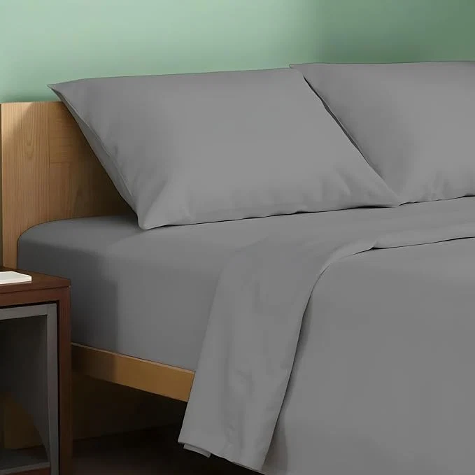 Detailed TEXAS LINEN CO. Organic Cotton Sheets Twin XL Size – 3 PC Organic Cotton Percale Sheets Twin XL Set Dark Grey Soft Crisp Cooling Bedsheets 16 quot Deep Pocket Hotel Bedding – GOTS Versatile