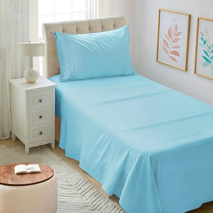 Sustainable Mejoroom Twin XL Sheet Set – Hotel Luxury Microfiber Sheet amp Pillowcase Sets Fits College Dorm Room Mattress – Soft Breathable Wrinkle amp Fade Resistant – 3 Piece Baby Blue Superior