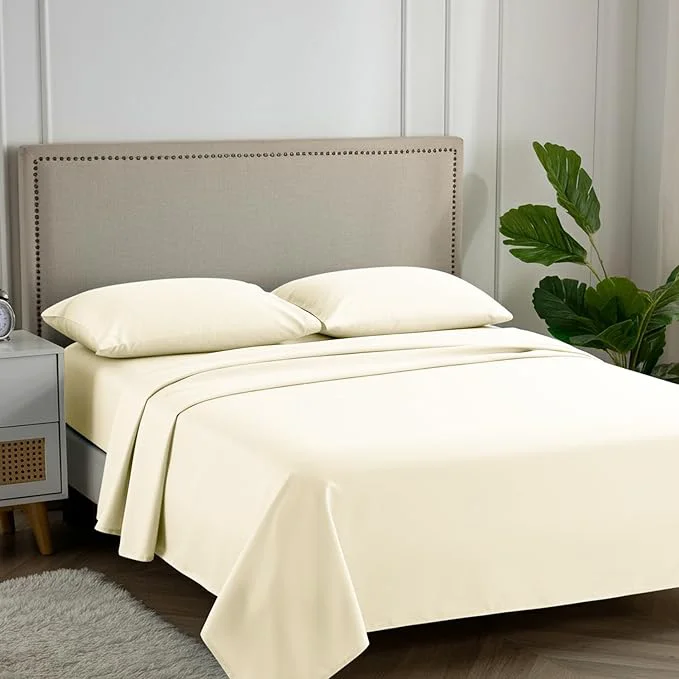 Carressa Linen California King Egyptian Cotton Sheet Sets – 600 Thread Count Cal King Cotton Sheet Set 4 PC Ivory Cream Extra Soft Cooling 16 quot Deep Pocket Sateen Weave Luxury Hotel Bed Sheets Proven