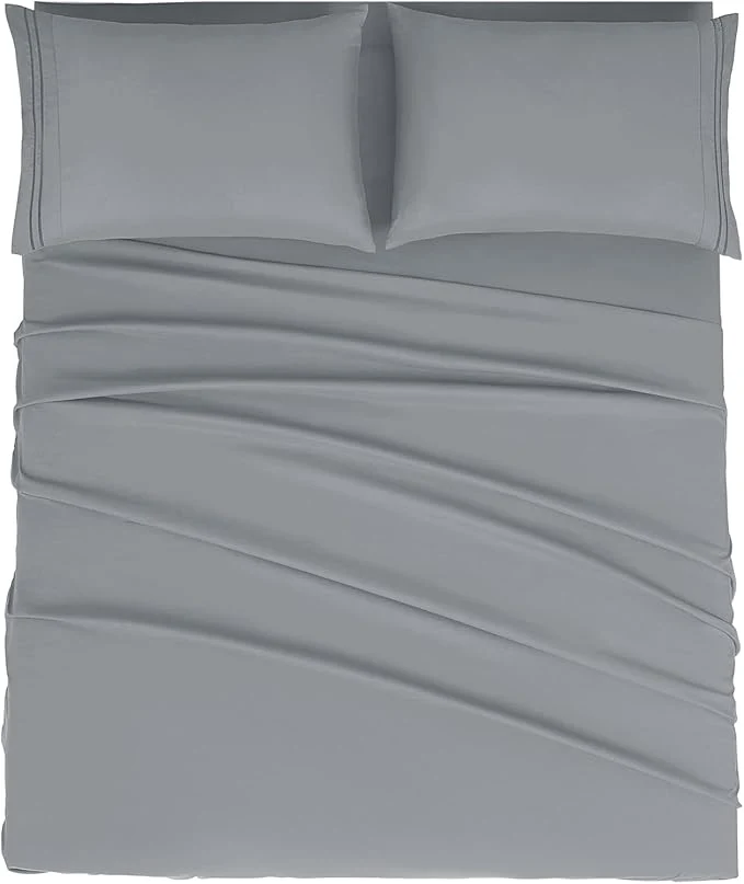 Green Mejoroom King Size Bed Sheet Set – Hotel Luxury 1800 Bedding Sheets amp Pillowcases – 16 quot Deep Pocket Fitted Sheet Soft Breathable Wrinkle amp Fade Resistant – 4 Piece King Gray Long-Lasting
