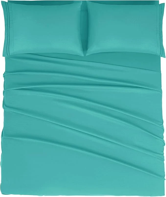 Dependable Mejoroom California King 1800 Thread Count Bed Sheets Set Deep Pocket Wrinkle amp Fade Resistant Hypoallergenic 4Pcs Including Fitted amp Flat Sheets Teal Versatile