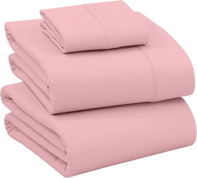 Organic RUVANTI Cotton Sheets – Twin XL Size Percale Bedding Cooling amp Breathable Durable with a Crisp Soft amp Comfortable Feel 16 quot Deep Pocket 3-Piece Set Bridal Rose Fine