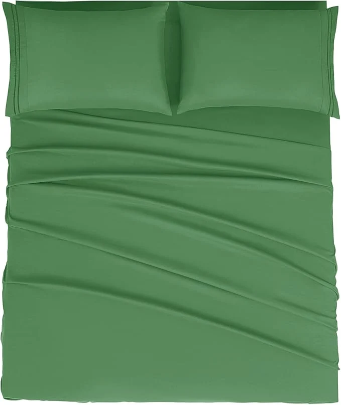 World-Class Mejoroom Bed Sheets Set – Extra Soft Luxury Full Size Sheets with 16 Inch Deep Pocket – Premium Bedding Collection – Breathable Wrinkle Fade amp Stain Resistant – 4 Piece Full Calla Green Eco-Friendly