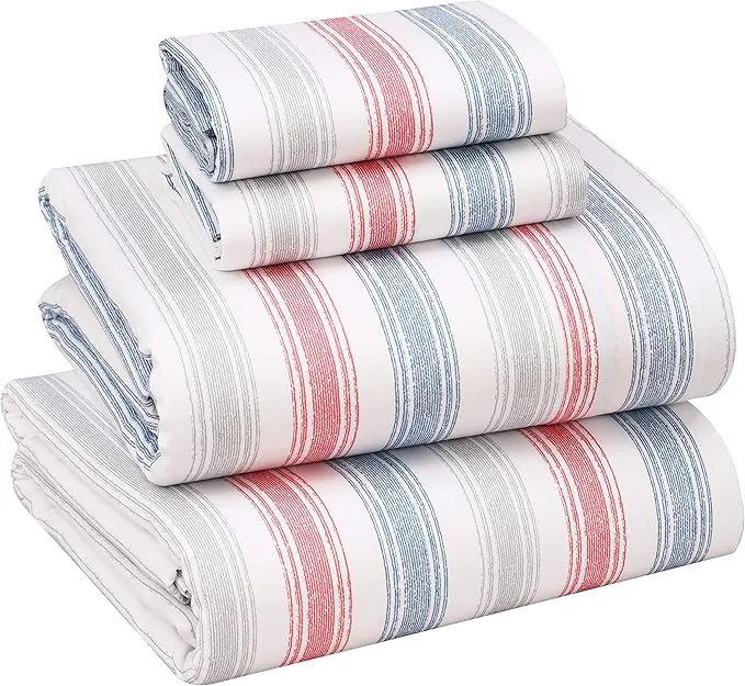 Pure RUVANTI Cotton Sheets – Queen Size Percale Bedding Cooling amp Breathable Floral Design Durable with a Crisp Soft amp Comfortable Feel 16 quot Deep Pocket 4-Piece Set Times