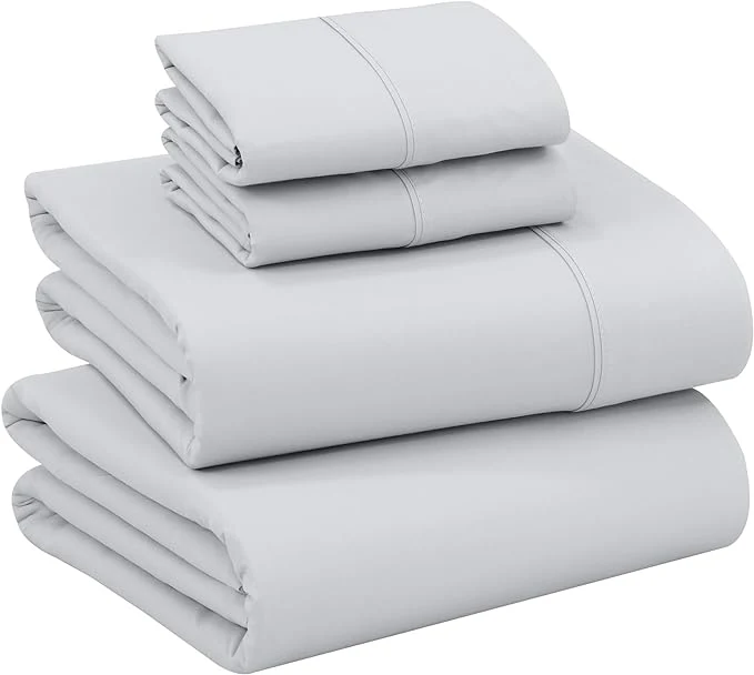 High-End RUVANTI Cotton Sheets – California King Percale Bedding Cooling amp Breathable Durable with a Crisp Soft amp Comfortable Feel 14 quot Deep Pocket 4-Piece Set Quiet Gray Original Design