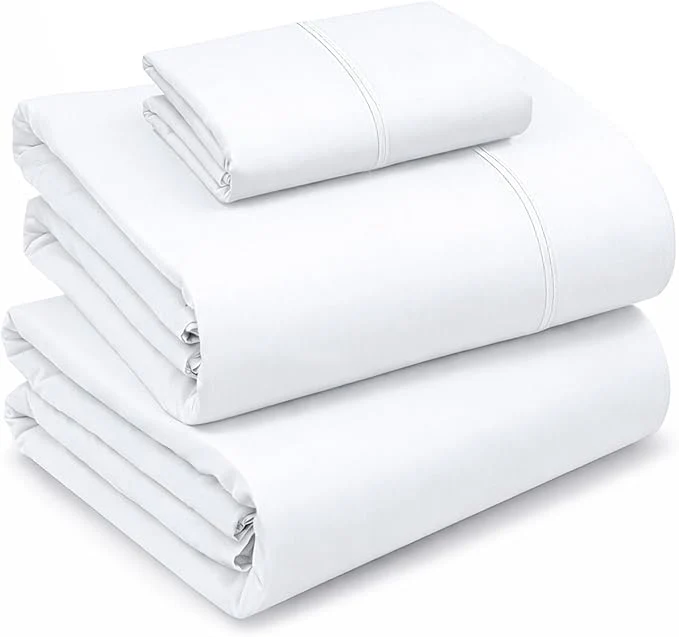 Certified RUVANTI Cotton Sheets – Twin Size Percale Bedding Cooling amp Breathable Durable with a Crisp Soft amp Comfortable Feel 16 quot Deep Pocket 3-Piece Set Bright White Verified