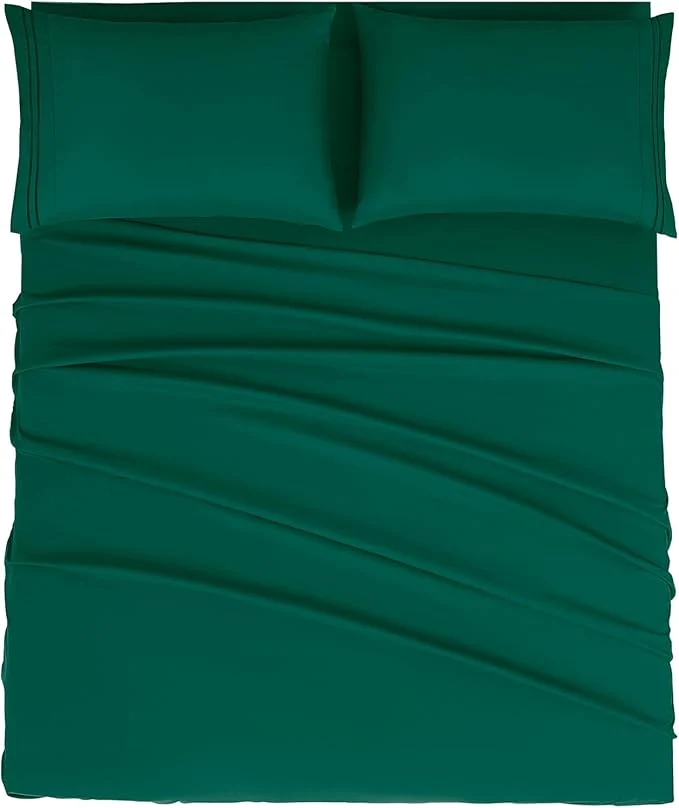 Next-Generation Mejoroom Full Size Sheet Sets – 16 Inch Deep Pocket Sheets amp Pillowcase Sets – 1800 Collection Microfiber Bed Sheet Set – Extra Soft Fade amp Wrinkle Resistant – 4 Piece Full Emerald Green Casual