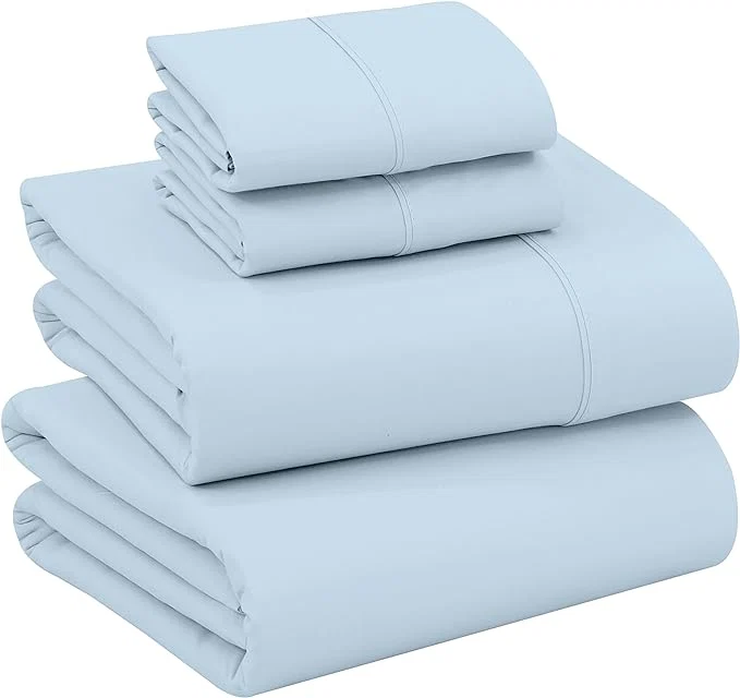 Sophisticated RUVANTI Cotton Sheets – California King Percale Bedding Cooling amp Breathable Durable with a Crisp Soft amp Comfortable Feel 14 quot Deep Pocket 4-Piece Set Baby Blue Advanced