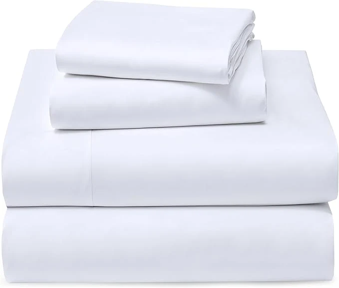 Traditional RUVANTI Cotton Sheets – Full Size Percale Bedding Cooling amp Breathable Durable with a Crisp Soft amp Comfortable Feel 16 quot Deep Pocket 4-Piece Set Milky White User-Friendly
