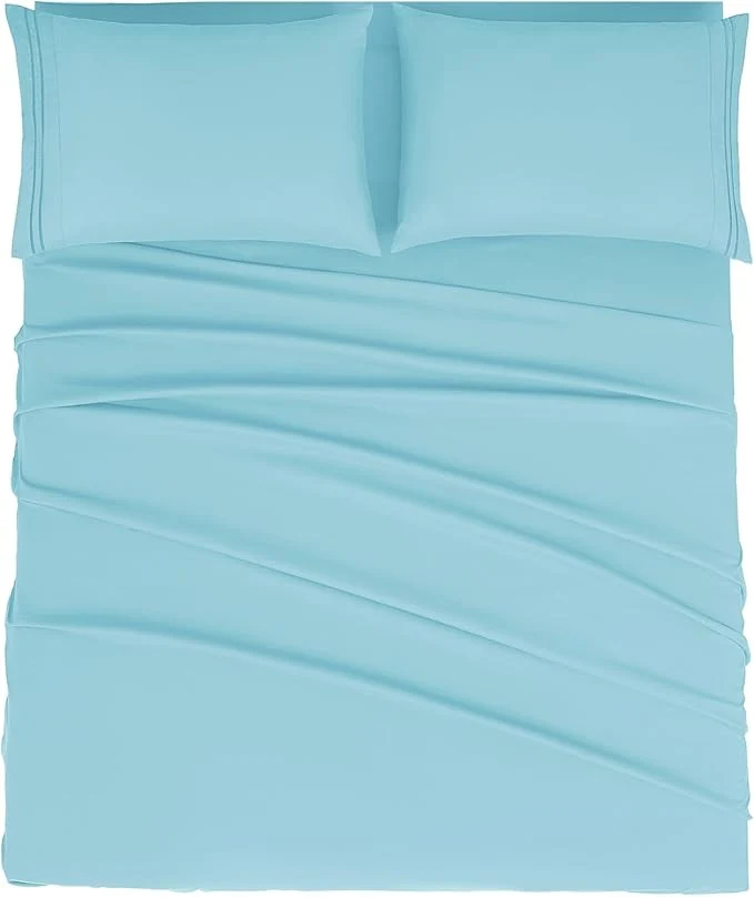 Innovative Mejoroom California King Size Sheet Set – Soft Microfiber Bed Sheets Deep Pocket Fitted Sheet Breathable Wrinkle amp Fade Resistant – 4 Piece California King Baby Blue Recyclable