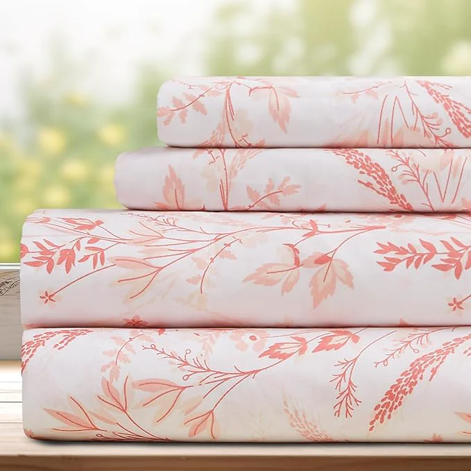 Effective DREAMCARE Queen Size Sheets – Floral Sheets Queen Size Bed Set – 4pcs Queen Sheet Set – Cooling Bed Sheets – Queen Size Sheet Sets – Soft amp Long Lasting Brushed Floral Bed Set – Floral Pink First-Class