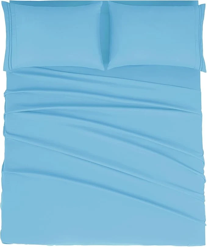 Powerful Mejoroom Full Size Sheet Set – Soft Microfiber Bed Sheets – Deep Pocket Fitted Sheet – Breathable Wrinkle amp Fade Resistant – 4 Piece Full Denim Blue High-Grade