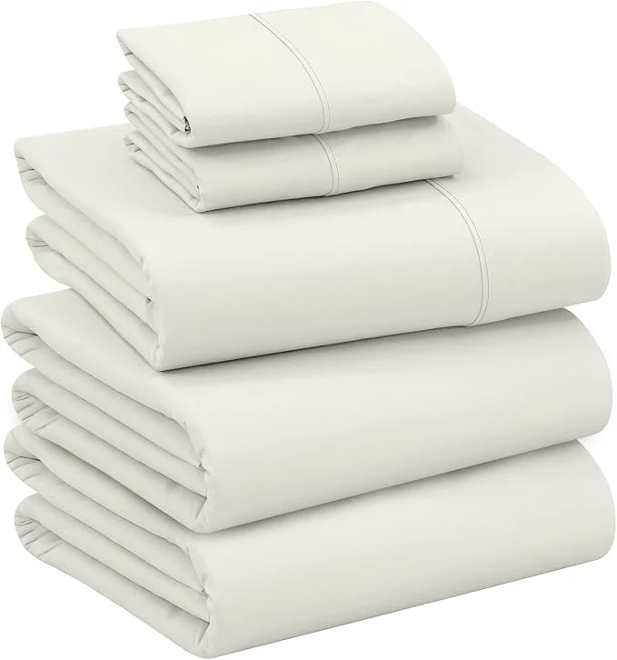 Official RUVANTI Cotton Sheets – Split King Size Percale Bedding Cooling amp Breathable Durable with a Crisp Soft amp Comfortable Feel 16 quot Deep Pocket 5-Piece Set Ivory