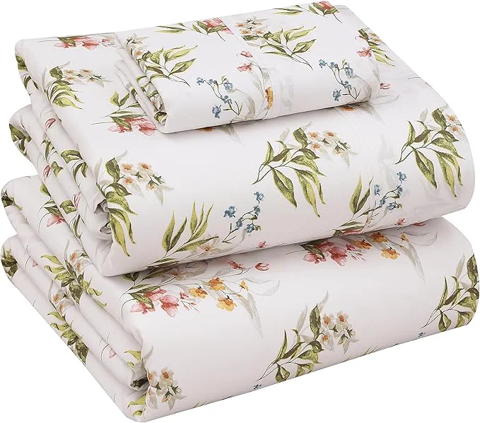 Healthy RUVANTI Cotton Sheets – Twin XL Size Percale Bedding Cooling amp Breathable Floral Design Durable with a Crisp Soft amp Comfortable Feel 16 quot Deep Pocket 3-Piece Set Floral Bliss Reusable