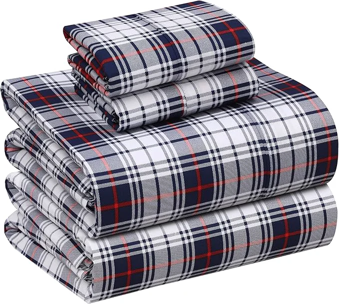 Classic RUVANTI Cotton Sheets – Queen Size Percale Bedding Cooling amp Breathable Floral Design Durable with a Crisp Soft amp Comfortable Feel 16 quot Deep Pocket 4-Piece Set Prussian Excellent