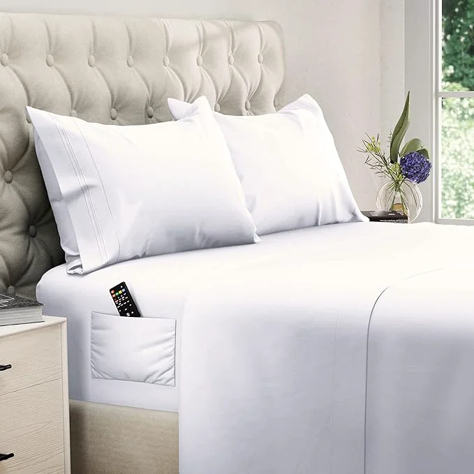 Quality DREAMCARE Queen Sheet Set – 4 pcs Cooling Sheets – up to 21 Extra Deep Pocket Queen Sheets – Hotel Luxury Sheets amp Pillowcases – Superior Softness Fine Microfiber with Side Pocket – White Advanced