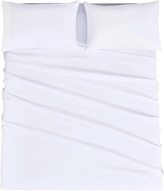 Exclusive Mejoroom California King Size Sheet Set – Soft Microfiber Bed Sheets Deep Pocket Fitted Sheet Breathable Wrinkle amp Fade Resistant – 4 Piece California King White Premium