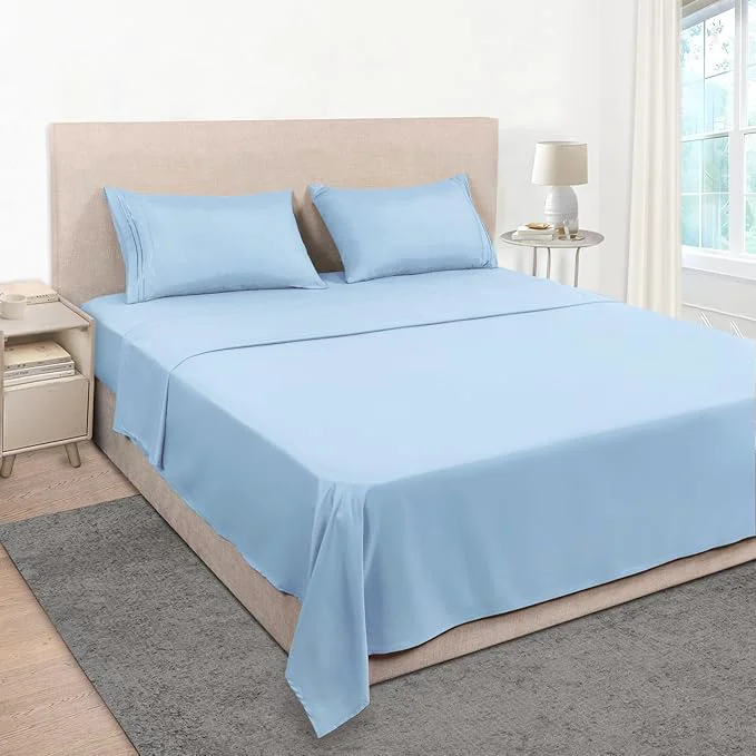 Excellent Mejoroom Full Size Sheet Sets – 16 Inches Deep Pocket Bed Sheets amp Pillowcase Sets – 1800 Collection Microfiber Bed Sheet Set – Extra Soft Fade amp Wrinkle Resistant – 4 Piece Full Light Blue Trusted