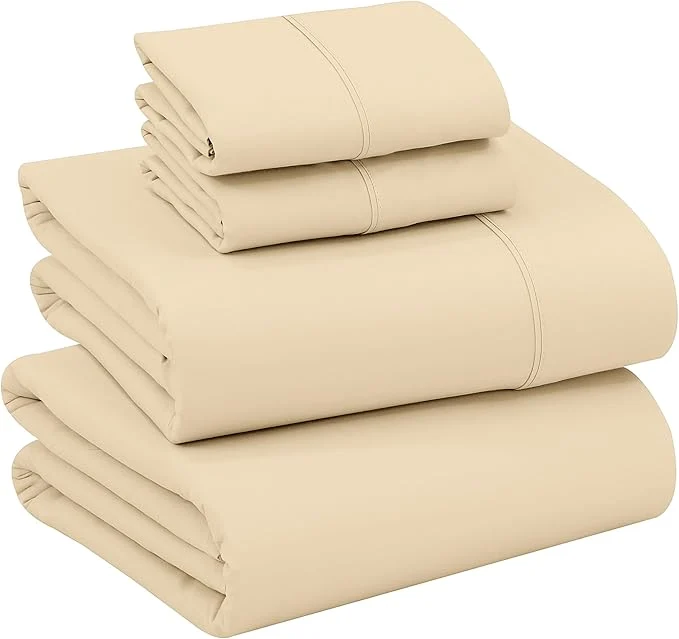 High-End RUVANTI Cotton Sheets – King Size Percale Bedding Cooling amp Breathable Durable with a Crisp Soft amp Comfortable Feel 16 quot Deep Pocket 4-Piece Set Beige Prestigious