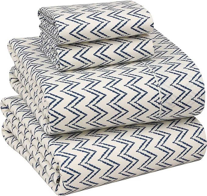 Responsible RUVANTI Cotton Sheets – California King Percale Bedding Cooling amp Breathable Floral Design Durable with a Crisp Soft amp Comfortable Feel 14 quot Deep Pocket 4-Piece Set Chevron Exclusive