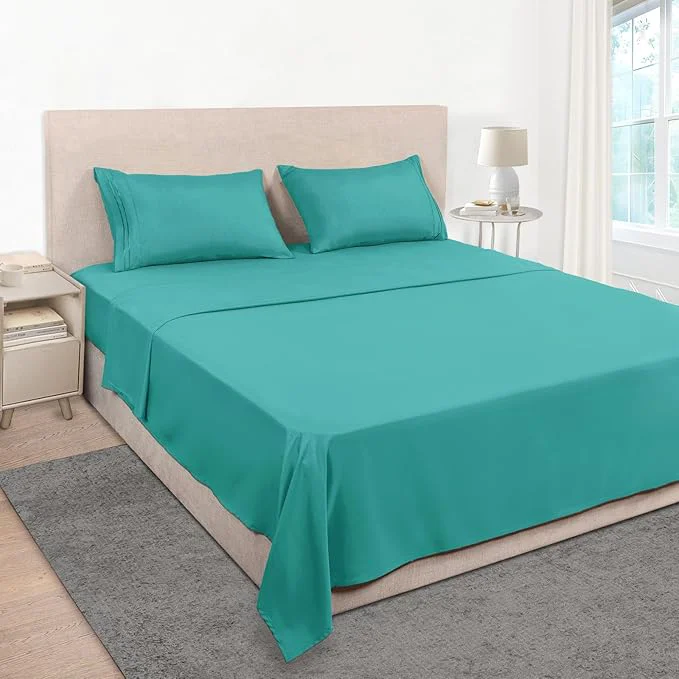 Healthy Mejoroom Bed Sheets Set Extra Soft Luxury King Size Sheets with 15-inch Deep Pocket Premium Bedding Collection – Soft Breathable Wrinkle amp Fade Resistant – 4 Piece King Teal Artisan