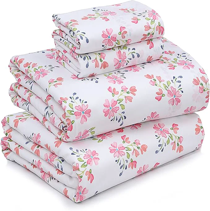 Outstanding RUVANTI Cotton Sheets – California King Percale Bedding Cooling amp Breathable Floral Design Durable with a Crisp Soft amp Comfortable Feel 14 quot Deep Pocket 4-Piece Set Bloomex Detailed