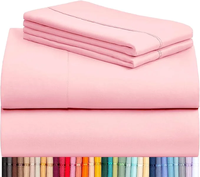 Fine Crafted LuxClub 4 PC Sheet Set Bed Sheets Deep Pockets 16 quot Eco Friendly Wrinkle Cooling Machine Washable Hotel Bedding Silky Soft – Baby Pink California King Artisan