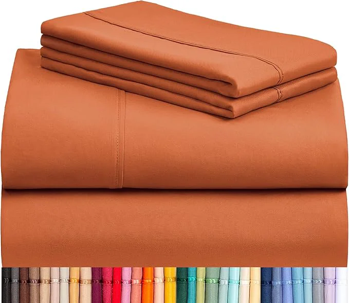 Powerful LuxClub 4 PC Full Size Sheet Set Deep Pockets 18 quot Wrinkle Cooling Sheets Machine Washable Hotel Bedding Silky Soft – Autumn Orange Full Selected